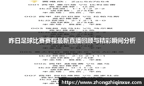 昨日足球比赛赛程最新直播回顾与精彩瞬间分析
